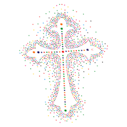 Colorful Crystal Cross Iron on Motif for t shirt